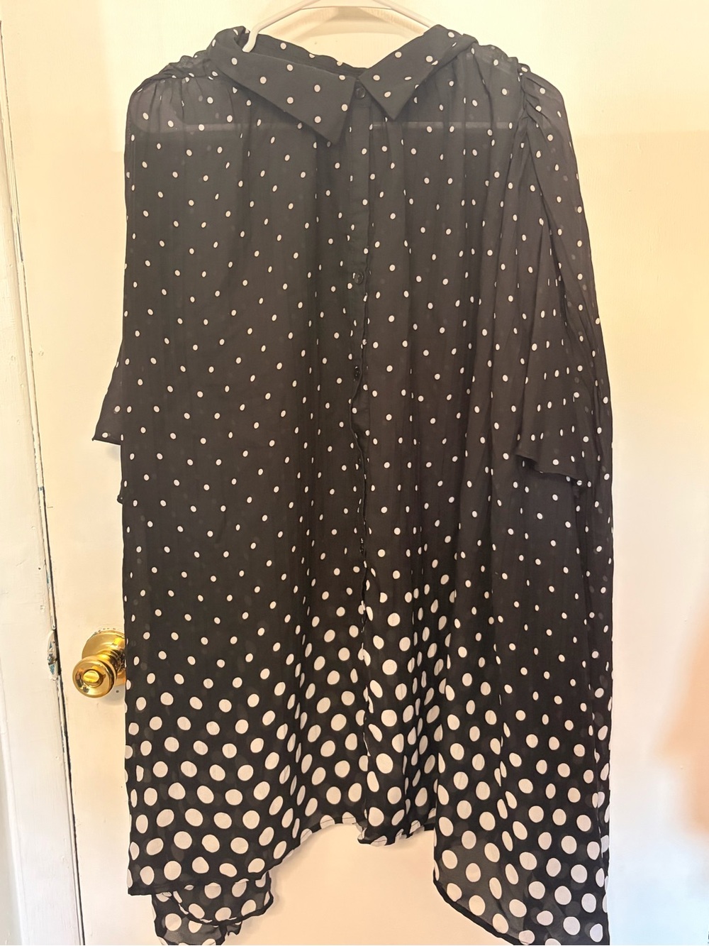 Classic Polka Dot Sheer Blouse - Black/White